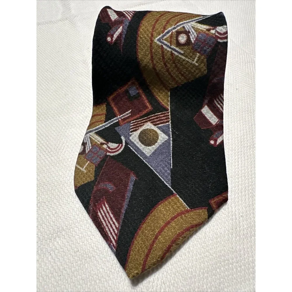 Jhane Barnes Men tie multicolor 100% silk made in Japan Abstract Retro 90s Style